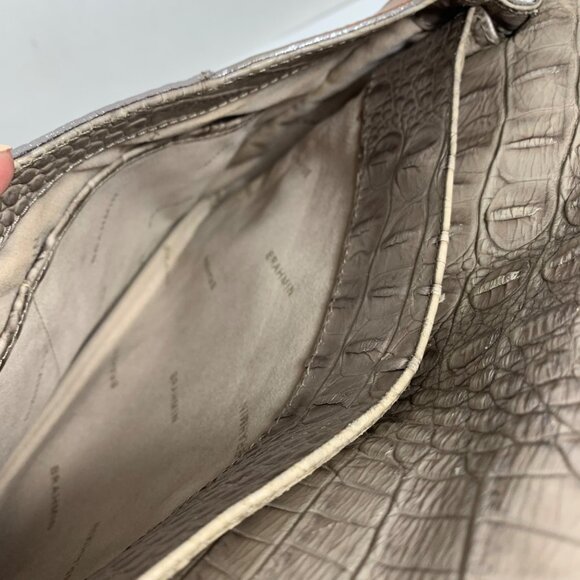 Brahmin Croc Embossed & Ostrich Leather Convertible Crossbody Clutch - Picture 12 of 15